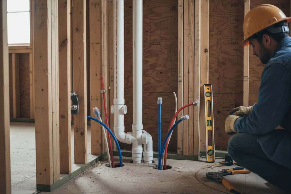 Drain and supply rough-in during Leak Detection in Emporia