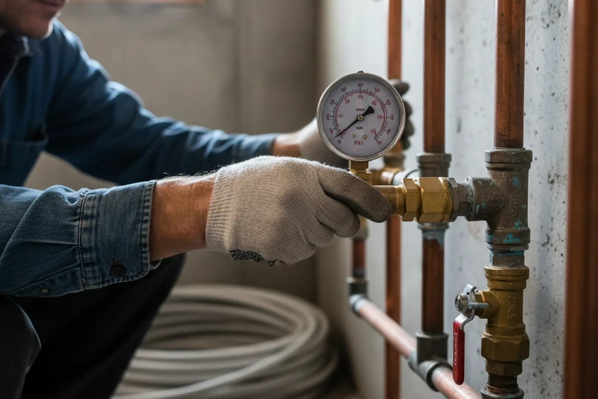 Pressure testing a repaired line during Water Line Repair in Emporia